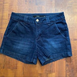 Francesca’s Harper Classic Jean Shorts 28” Waist Dark Blue
